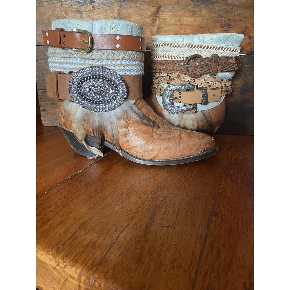 Upcycled Western Leather Cowgirl Boots Women's Size 10 Boho Rodeo